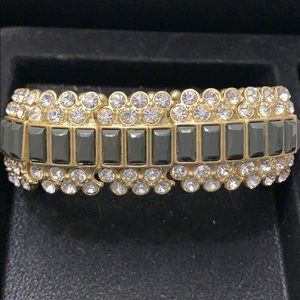 Gold, Rhinestone & black onyx bracelet